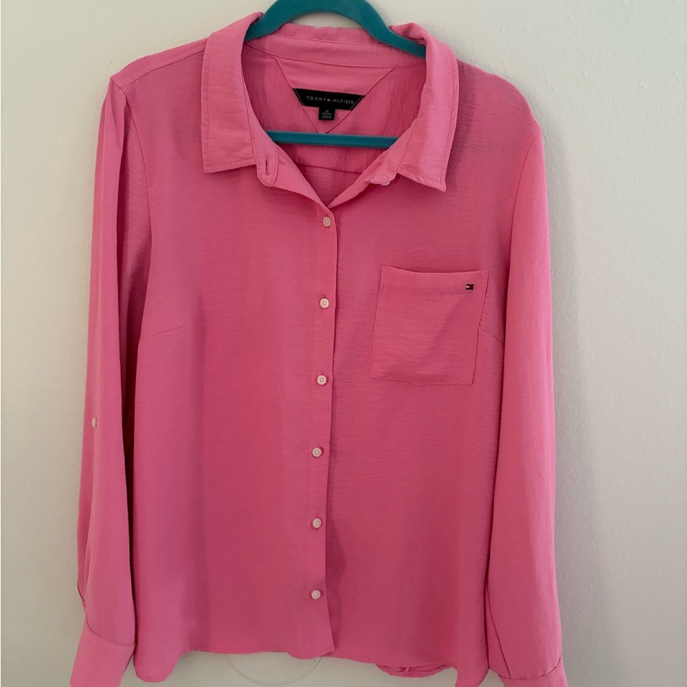 Tommy Hilfiger Hot Pink Long-Sleeve Button-Up Shirt